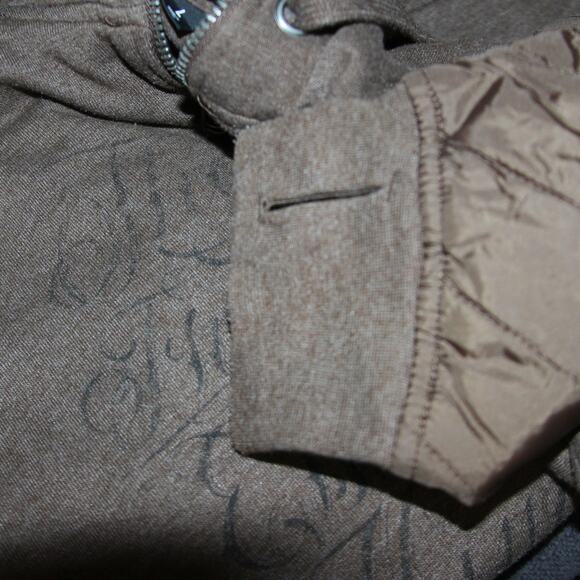 Hurley Quilted Hoodie Mens Large Brown Quilted Sleeves Surf Y2K Retro Full Zip - Picture 3 of 8